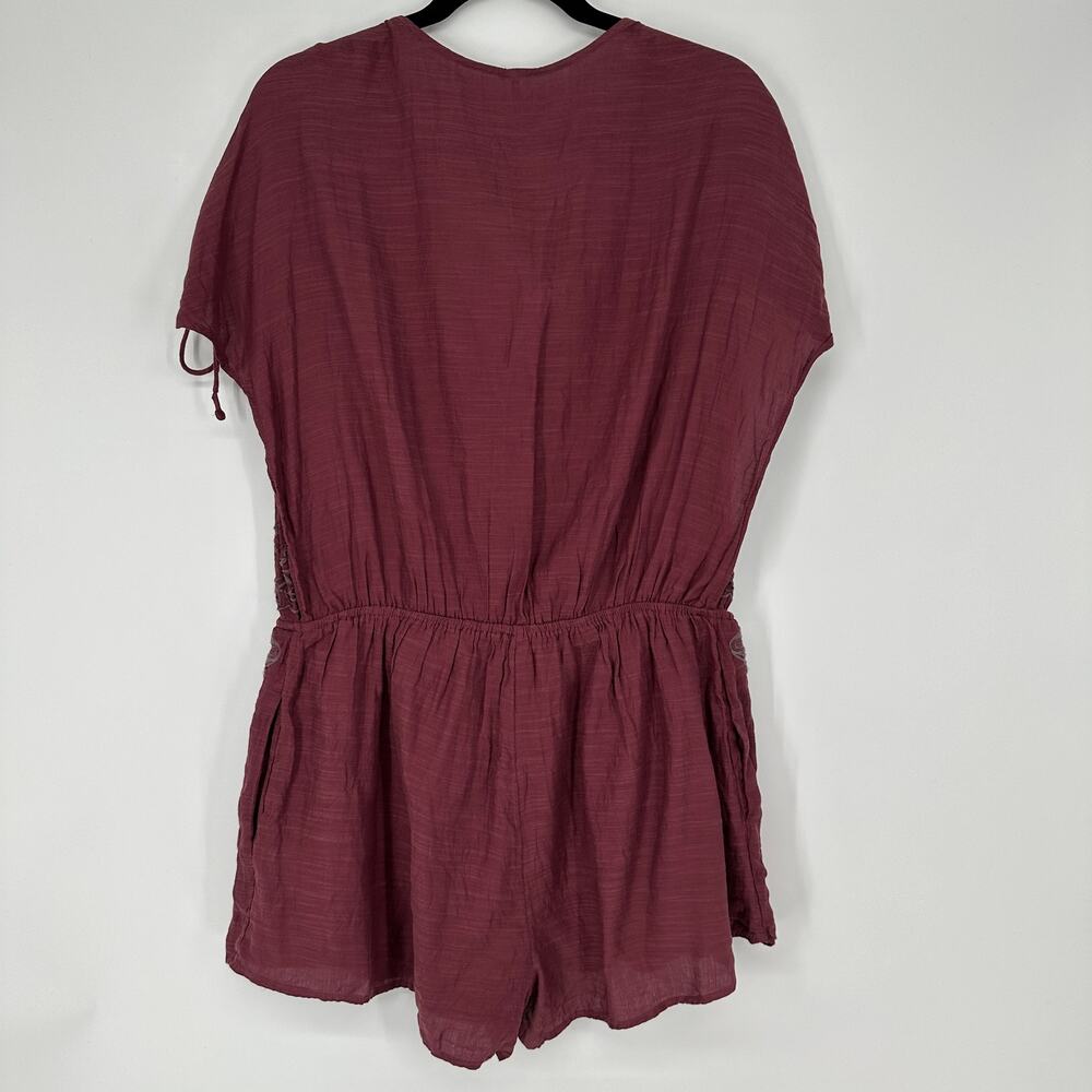 Free People Weila Romper Shorts Dainty Embroidered Filigree Tie Wasit NEW Small - Picture 3 of 11